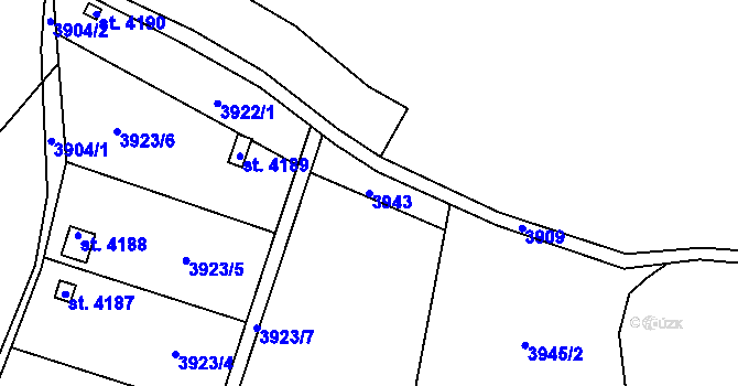 Parcela st. 3943 v KÚ Žatec, Katastrální mapa
