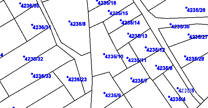 Parcela st. 4235/10 v KÚ Žatec, Katastrální mapa