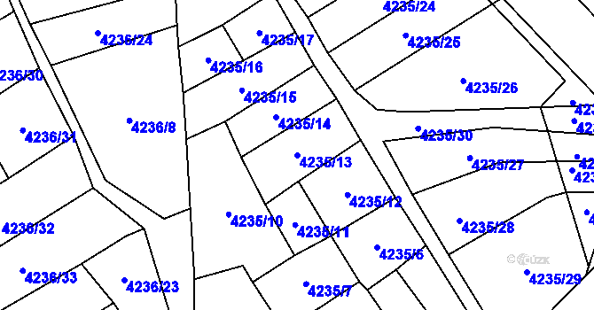 Parcela st. 4235/13 v KÚ Žatec, Katastrální mapa