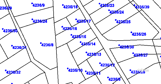 Parcela st. 4235/14 v KÚ Žatec, Katastrální mapa