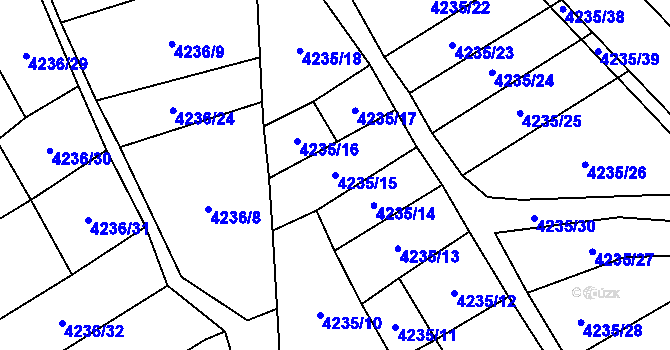 Parcela st. 4235/15 v KÚ Žatec, Katastrální mapa