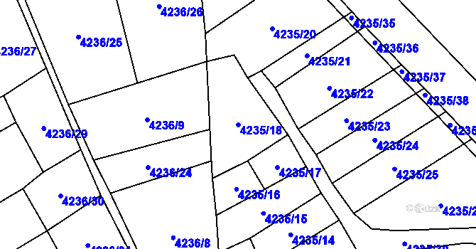 Parcela st. 4235/18 v KÚ Žatec, Katastrální mapa