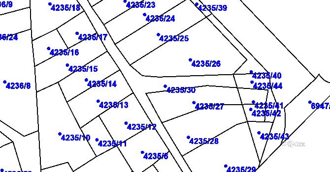 Parcela st. 4235/30 v KÚ Žatec, Katastrální mapa