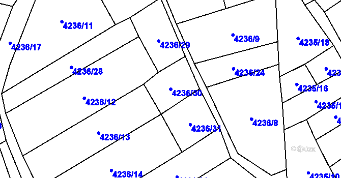 Parcela st. 4236/30 v KÚ Žatec, Katastrální mapa