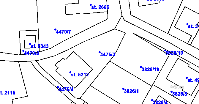 Parcela st. 4475/3 v KÚ Žatec, Katastrální mapa