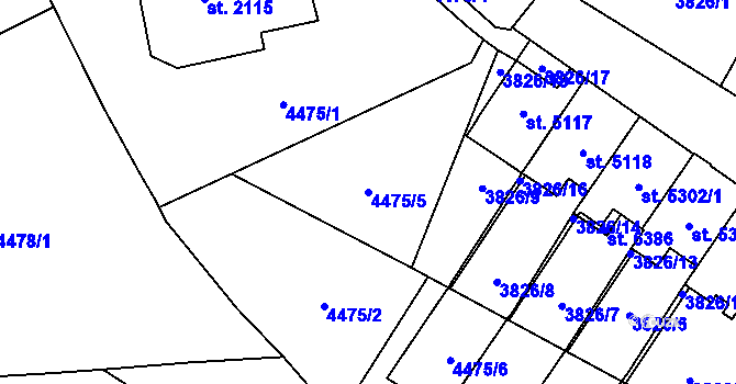 Parcela st. 4475/5 v KÚ Žatec, Katastrální mapa