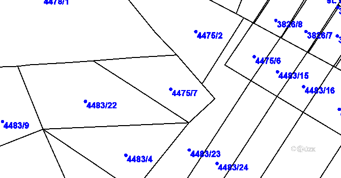 Parcela st. 4475/7 v KÚ Žatec, Katastrální mapa