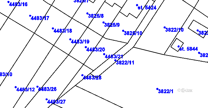 Parcela st. 4483/21 v KÚ Žatec, Katastrální mapa