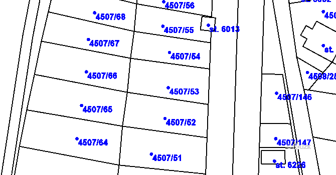Parcela st. 4507/53 v KÚ Žatec, Katastrální mapa