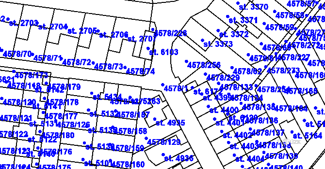 Parcela st. 4578/1 v KÚ Žatec, Katastrální mapa