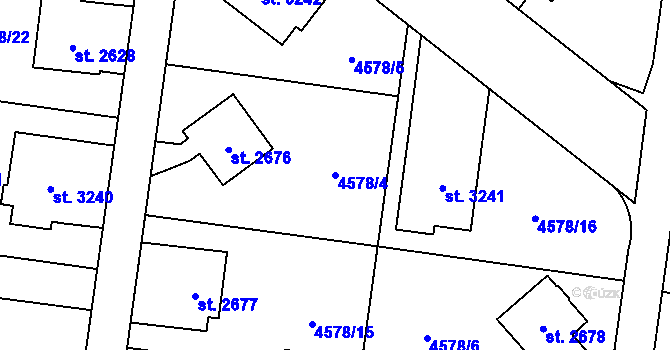 Parcela st. 4578/4 v KÚ Žatec, Katastrální mapa