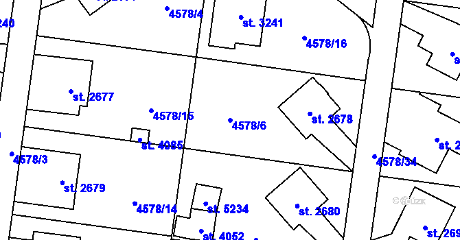 Parcela st. 4578/6 v KÚ Žatec, Katastrální mapa