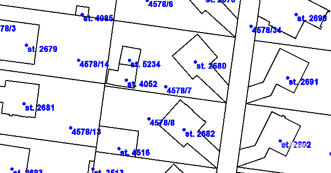 Parcela st. 4578/7 v KÚ Žatec, Katastrální mapa