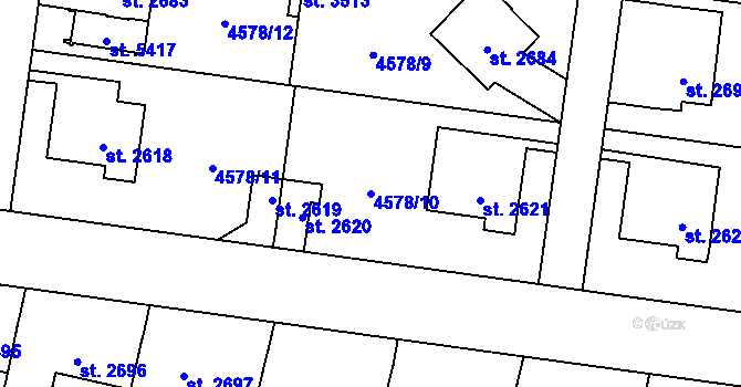 Parcela st. 4578/10 v KÚ Žatec, Katastrální mapa