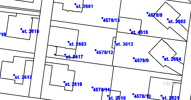 Parcela st. 4578/12 v KÚ Žatec, Katastrální mapa