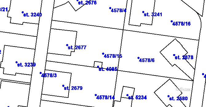 Parcela st. 4578/15 v KÚ Žatec, Katastrální mapa