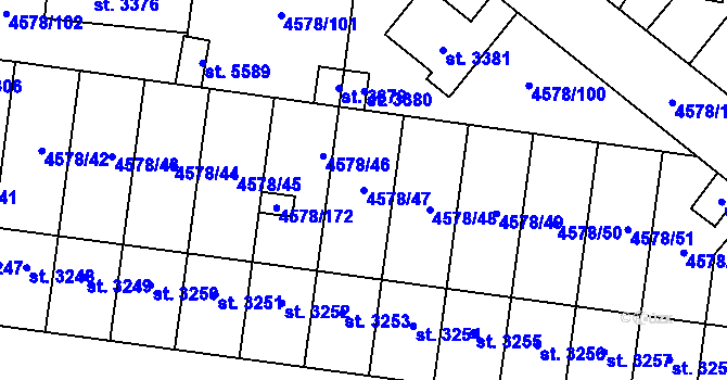 Parcela st. 4578/47 v KÚ Žatec, Katastrální mapa