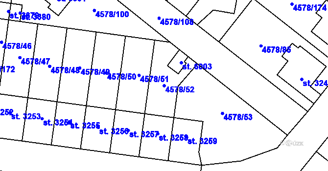 Parcela st. 4578/52 v KÚ Žatec, Katastrální mapa