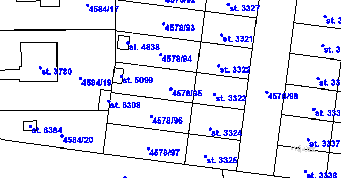 Parcela st. 4578/95 v KÚ Žatec, Katastrální mapa