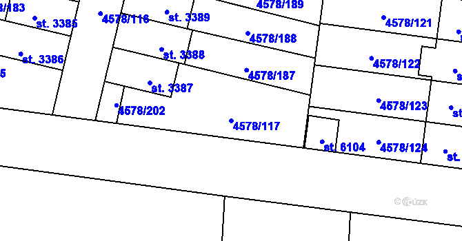 Parcela st. 4578/117 v KÚ Žatec, Katastrální mapa