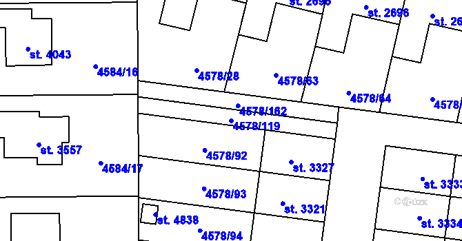 Parcela st. 4578/119 v KÚ Žatec, Katastrální mapa