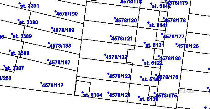 Parcela st. 4578/122 v KÚ Žatec, Katastrální mapa
