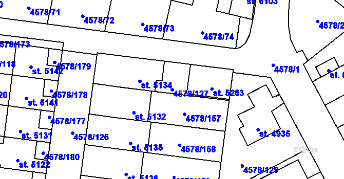 Parcela st. 4578/127 v KÚ Žatec, Katastrální mapa