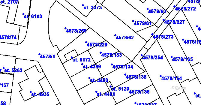 Parcela st. 4578/133 v KÚ Žatec, Katastrální mapa