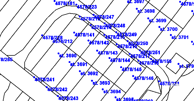 Parcela st. 4578/143 v KÚ Žatec, Katastrální mapa