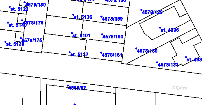 Parcela st. 4578/161 v KÚ Žatec, Katastrální mapa