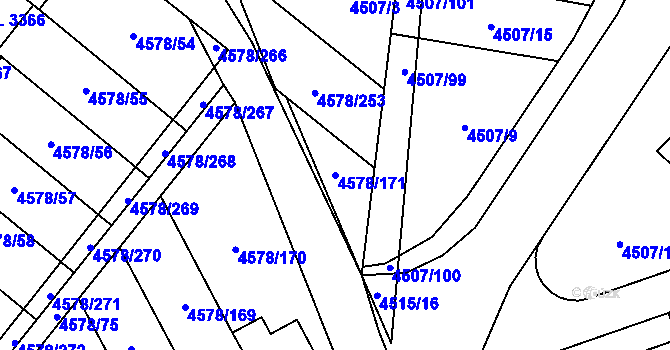Parcela st. 4578/171 v KÚ Žatec, Katastrální mapa