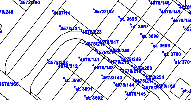 Parcela st. 4578/214 v KÚ Žatec, Katastrální mapa