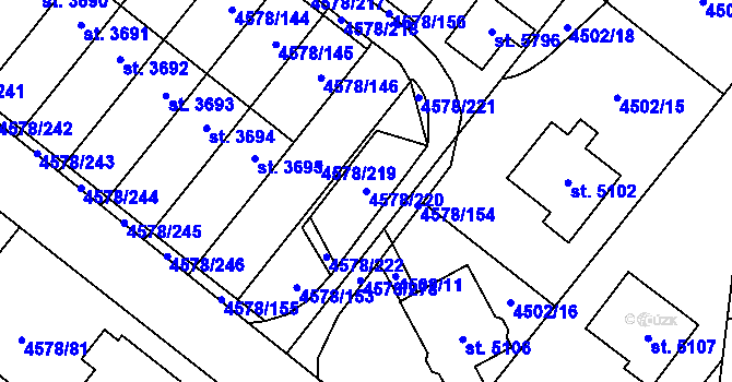 Parcela st. 4578/220 v KÚ Žatec, Katastrální mapa