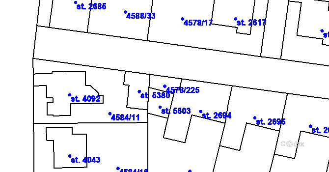 Parcela st. 4578/225 v KÚ Žatec, Katastrální mapa