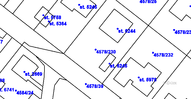 Parcela st. 4578/230 v KÚ Žatec, Katastrální mapa