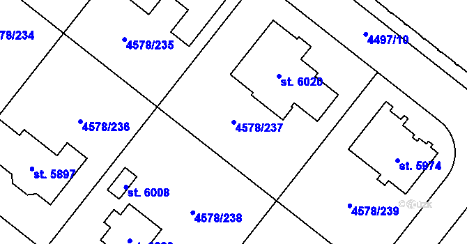 Parcela st. 4578/237 v KÚ Žatec, Katastrální mapa