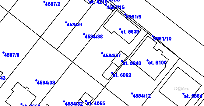 Parcela st. 4584/37 v KÚ Žatec, Katastrální mapa