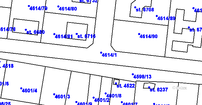 Parcela st. 4614/1 v KÚ Žatec, Katastrální mapa