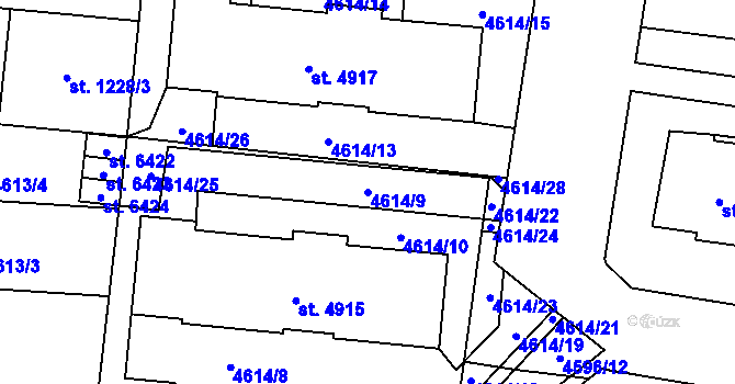 Parcela st. 4614/9 v KÚ Žatec, Katastrální mapa