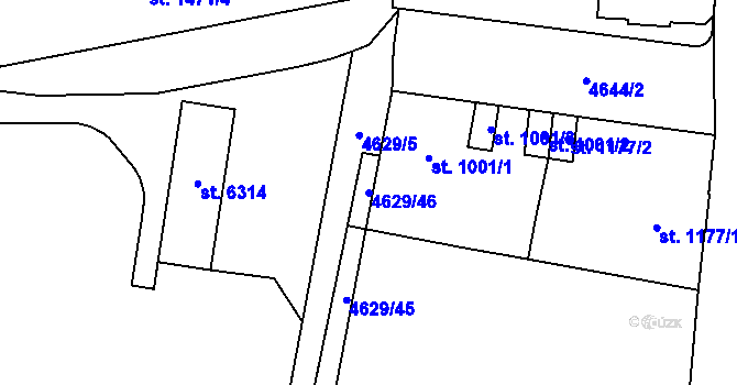 Parcela st. 4629/46 v KÚ Žatec, Katastrální mapa