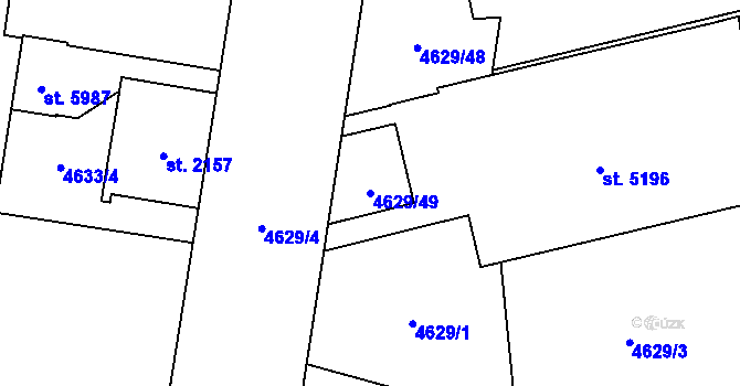Parcela st. 4629/49 v KÚ Žatec, Katastrální mapa