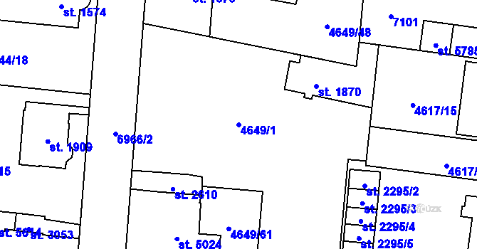 Parcela st. 4649/1 v KÚ Žatec, Katastrální mapa