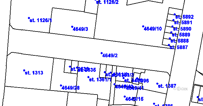 Parcela st. 4649/2 v KÚ Žatec, Katastrální mapa