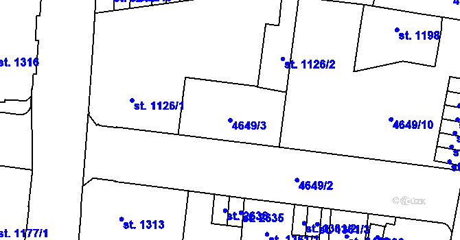 Parcela st. 4649/3 v KÚ Žatec, Katastrální mapa
