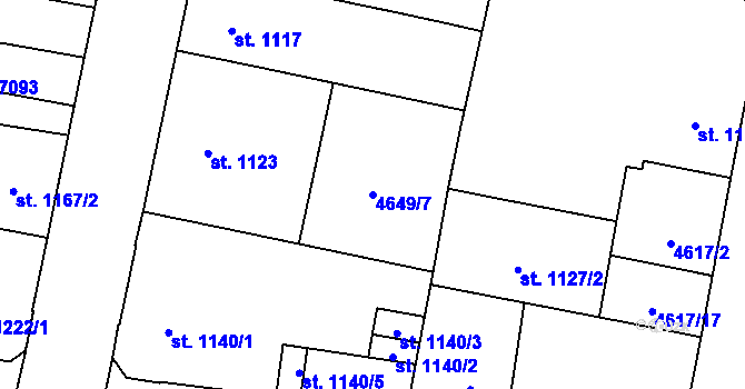 Parcela st. 4649/7 v KÚ Žatec, Katastrální mapa