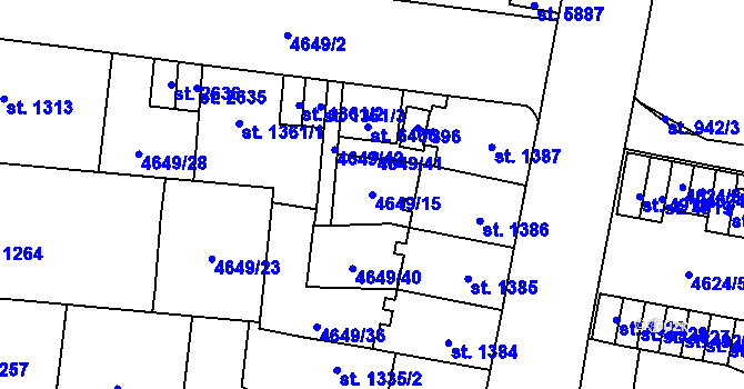 Parcela st. 4649/15 v KÚ Žatec, Katastrální mapa