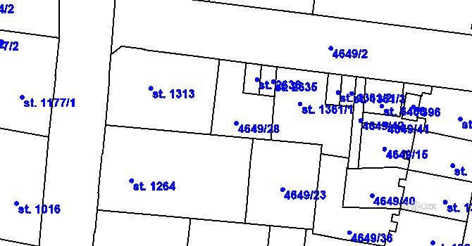 Parcela st. 4649/28 v KÚ Žatec, Katastrální mapa