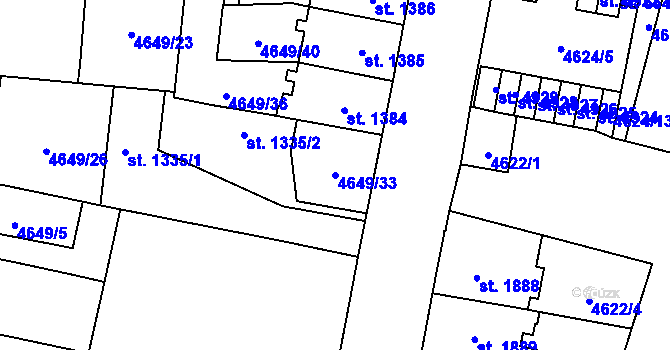 Parcela st. 4649/33 v KÚ Žatec, Katastrální mapa