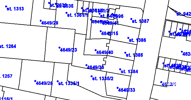 Parcela st. 4649/40 v KÚ Žatec, Katastrální mapa