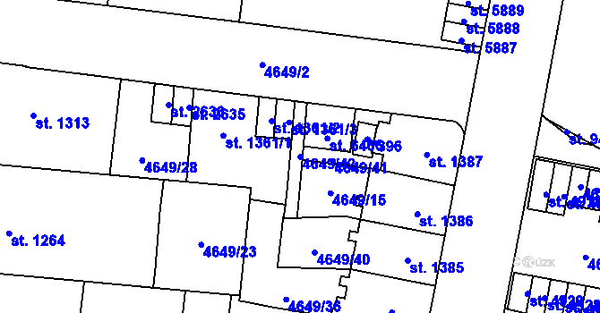 Parcela st. 4649/42 v KÚ Žatec, Katastrální mapa